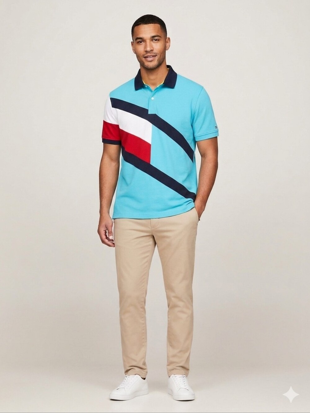 NWT Tommy Hilfiger Colorblock Wicking Polo Shirt Medium Preppy